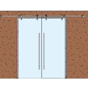 BV06 INOX slide falra szerelhető kétszárnyú tolóajtó szett